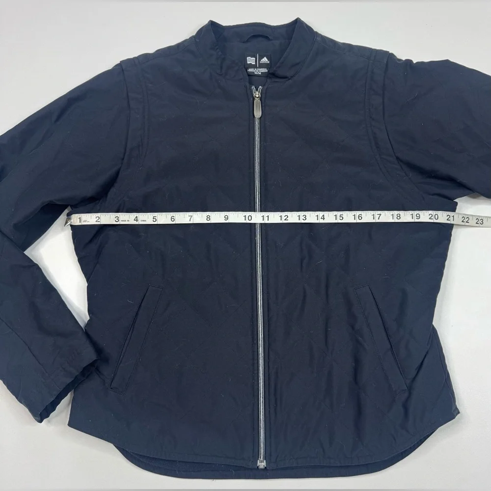 adidas Quilted Zip Off Sleeve Convertible Lined Jacket Vest Size Medium